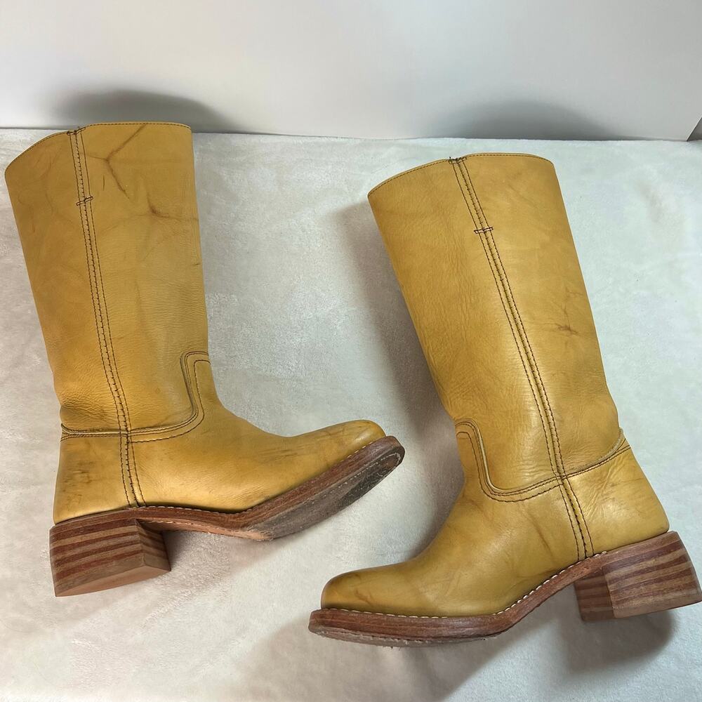 FRYE Campus Boots 14L Banana Tall Leather Pull On Womens Size 8 M - Picture 8 of 17